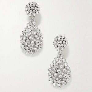 Authentic Oscar De La Renta Silver Crystal drop earrings